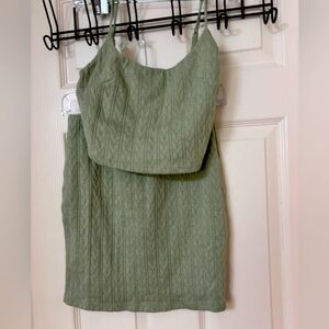 Green Skirt and Crop Knit set